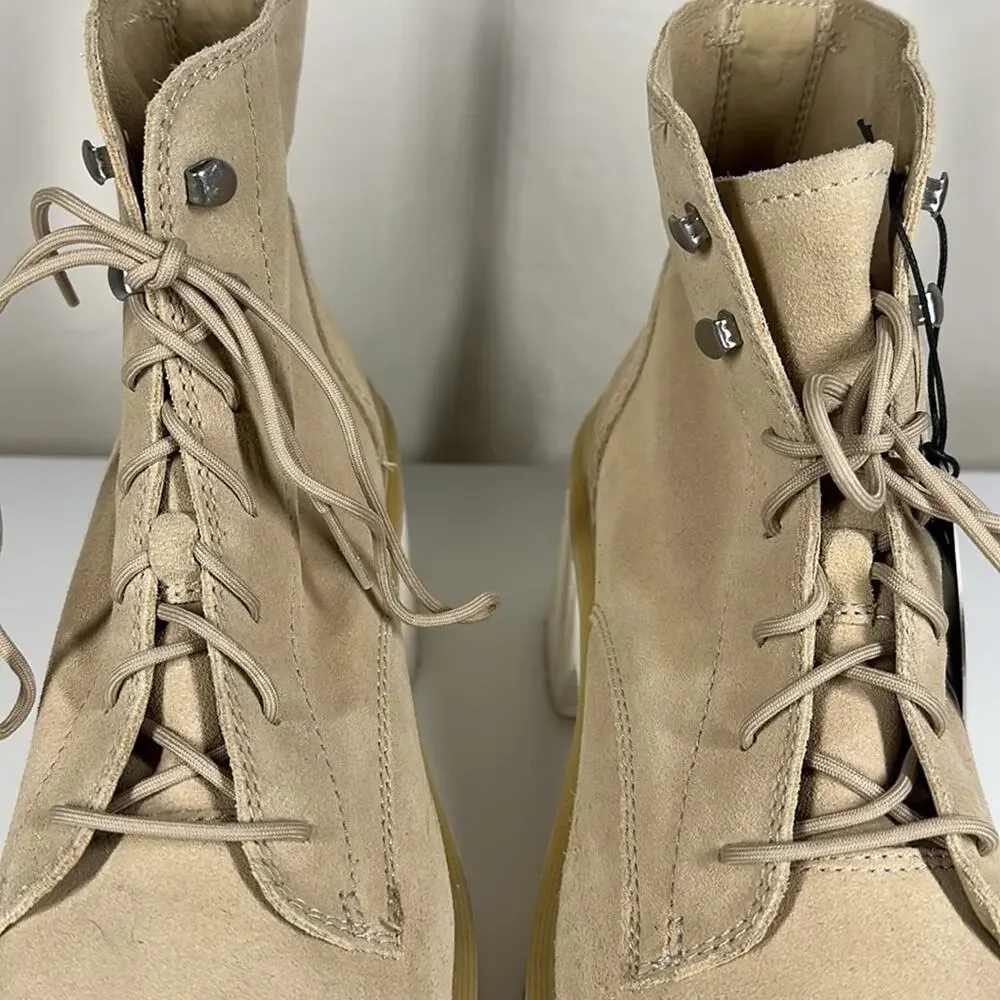 Sorel Hi-Line Waterproof Lace-Up Leather Suede Boots Chunky Heel Tan Sz 11 - Picture 7 of 14